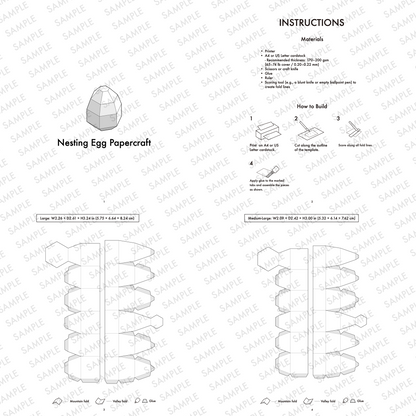 Printable Easter Egg Nesting Treat Boxes PDF Download | 5 Sizes Papercraft Gift Set