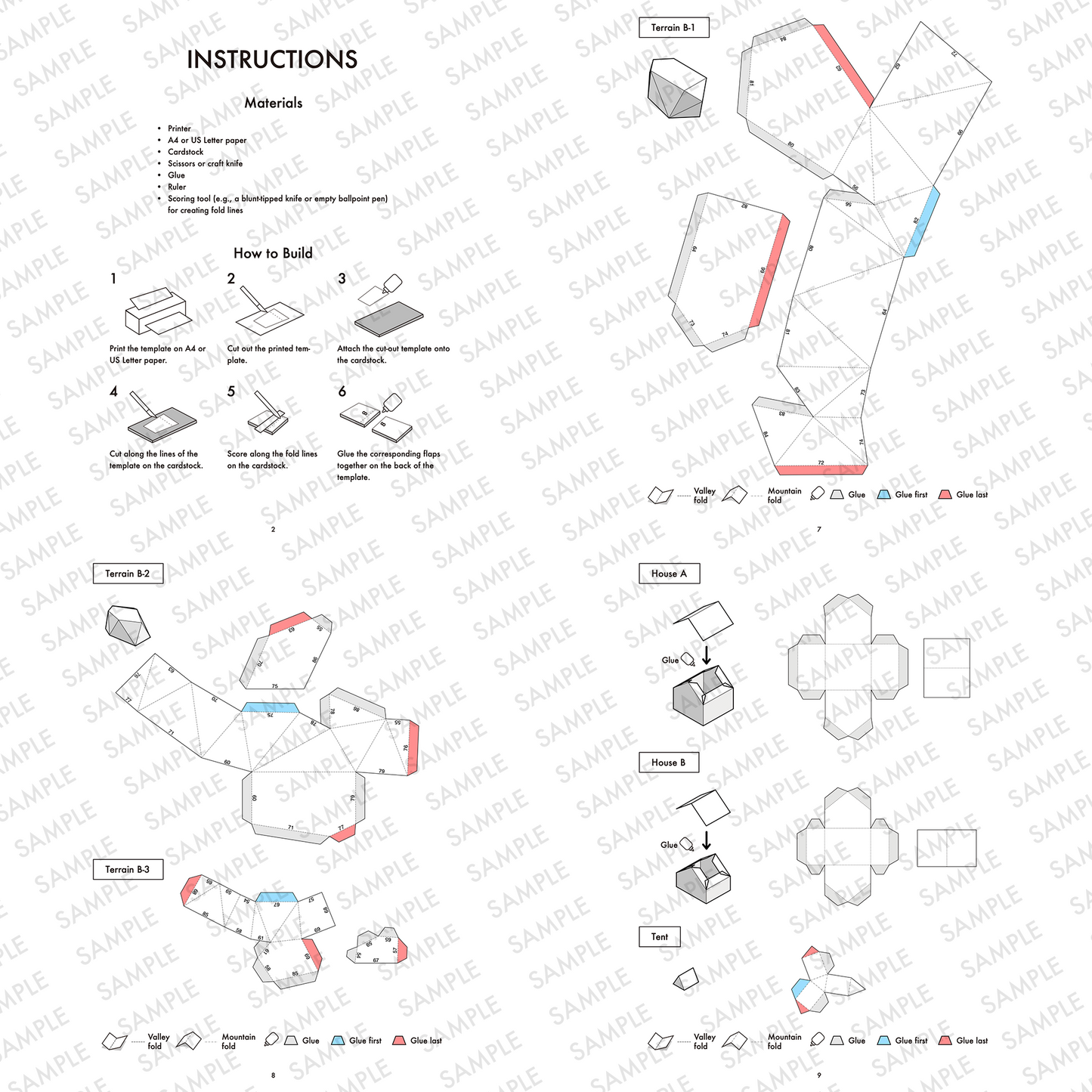 Printable Papercraft Terrain Set: Miniature Diorama, Kids Craft (PDF Pattern
