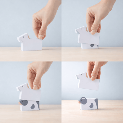 Stackable Minimal Farm Animal Papercraft Figures Set with Tuck Box, Instant PDF Download