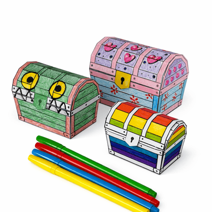 Treasure Chest Treat Box Bundle PDF Download | 12 Printable Papercraft Templates
