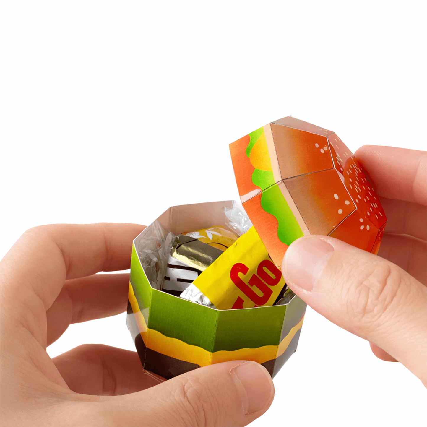 Hamburger Favor Box Papercraft Template | Four Sizes Nesting Treat Boxes (Digital Download)