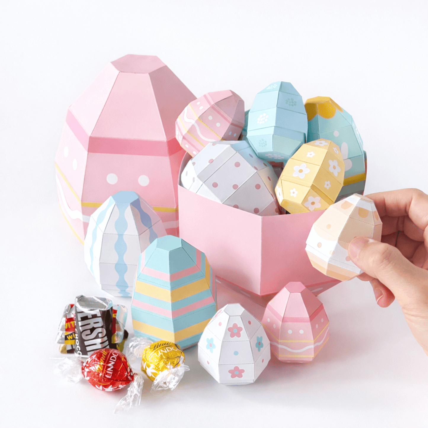 Easter Egg Favor Boxes | Papercraft Candy Treat Templates (Digital Download PDF)