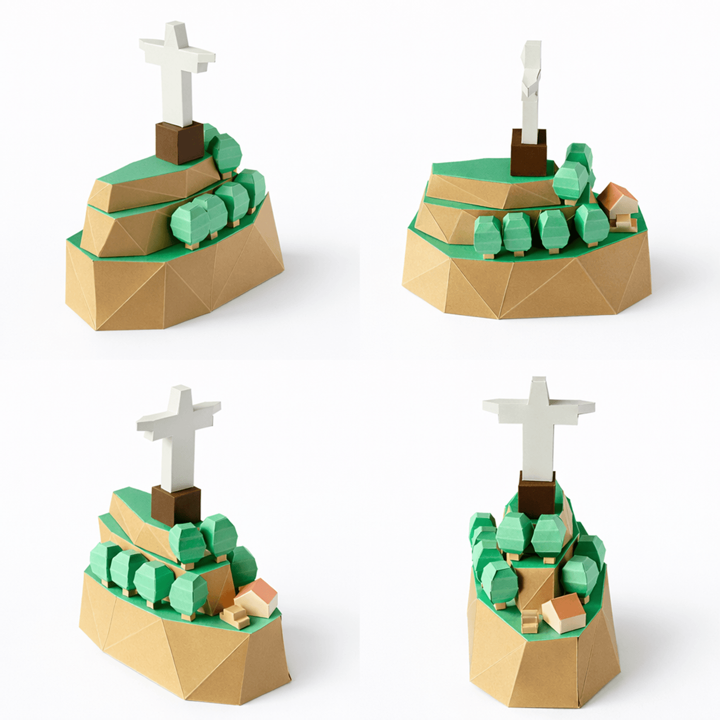 Tiny Christ the Redeemer Papercraft Mountain Diorama Brazil Landmark Miniature | Digital Download PDF Template