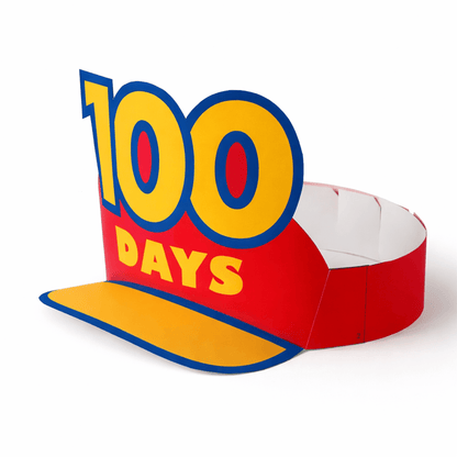 100th Day of School Paper Visor Hat | Printable DIY Adjustable Kids Classroom Craft PDF