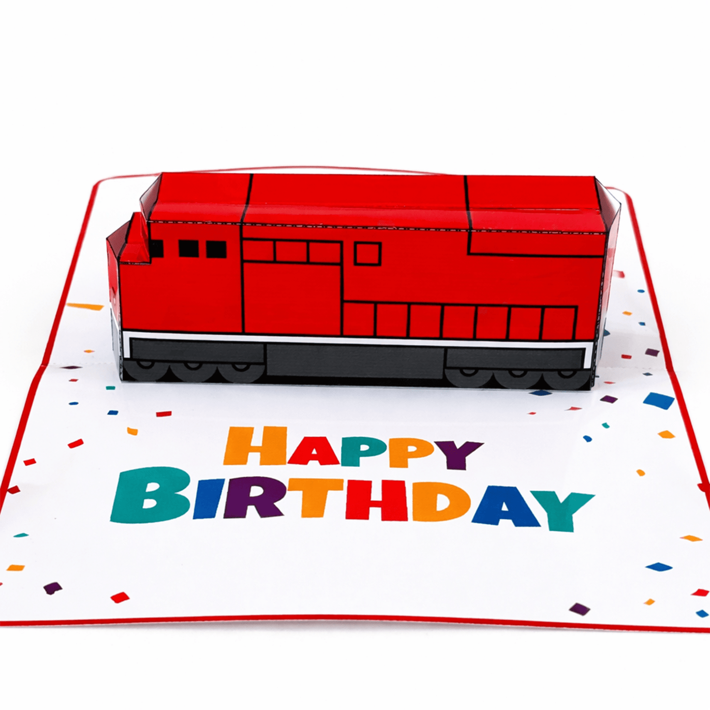 Printable Freight Locomotive Pop-Up Birthday Card | DIY 3D Papercraft Template | Train Greeting Card Kids