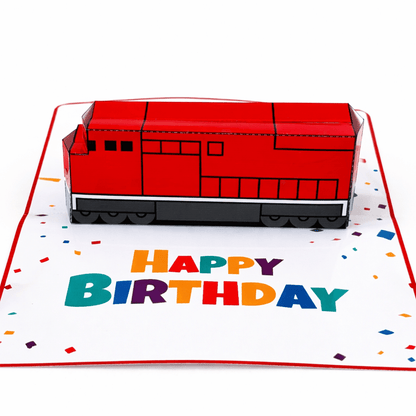 Printable Freight Locomotive Pop-Up Birthday Card | DIY 3D Papercraft Template | Train Greeting Card Kids