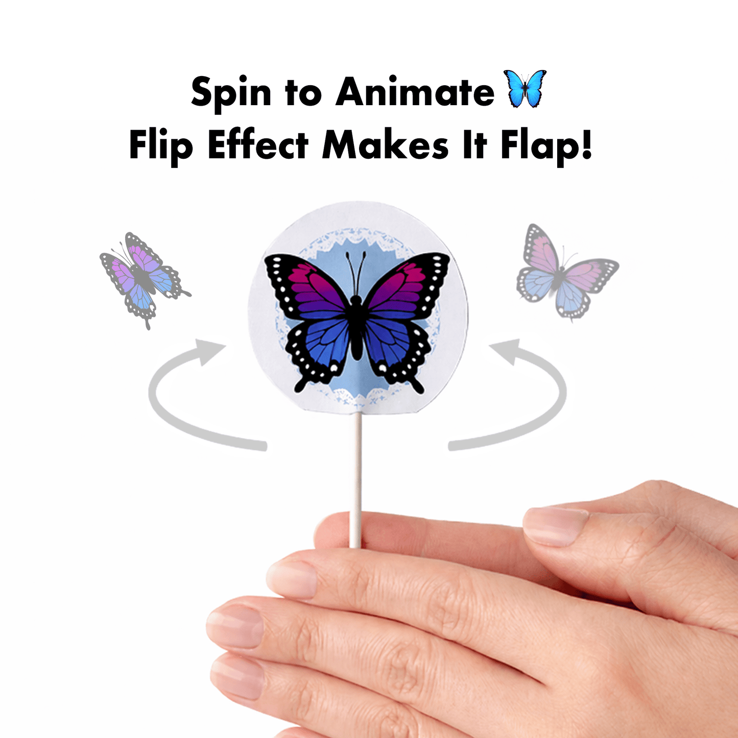 Butterfly Cake Topper with Moving Wings, Interactive Flip Animation, Printable PDF | Digital Download PDF