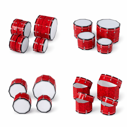 Drum Set Nesting Treat Boxes PDF Download | Printable Papercraft Gift Box Template