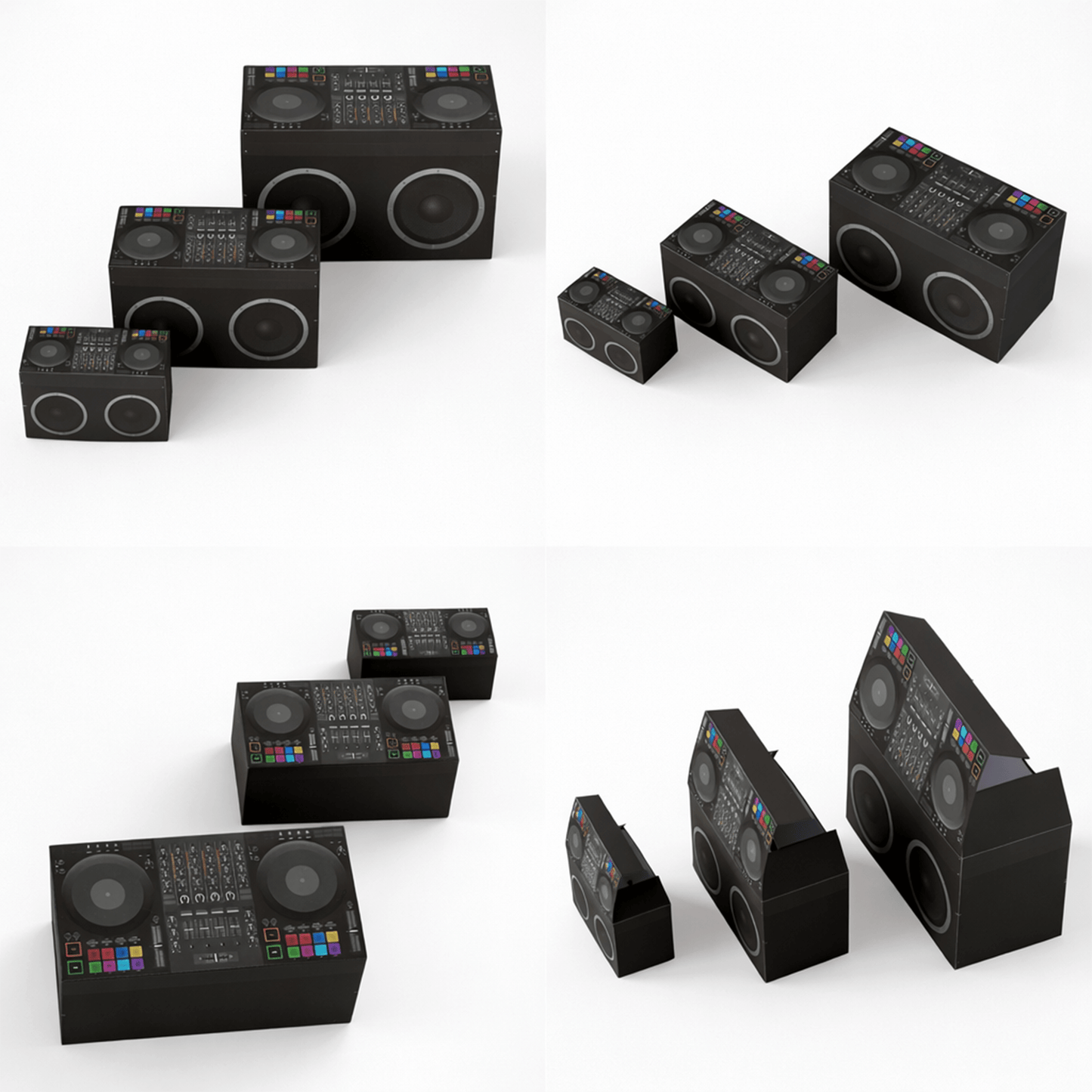 DJ Booth Favor Box Papercraft Template Party Candy Storage Nesting Set | Digital Download PDF