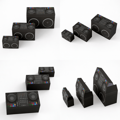 DJ Booth Favor Box Papercraft Template Party Candy Storage Nesting Set | Digital Download PDF