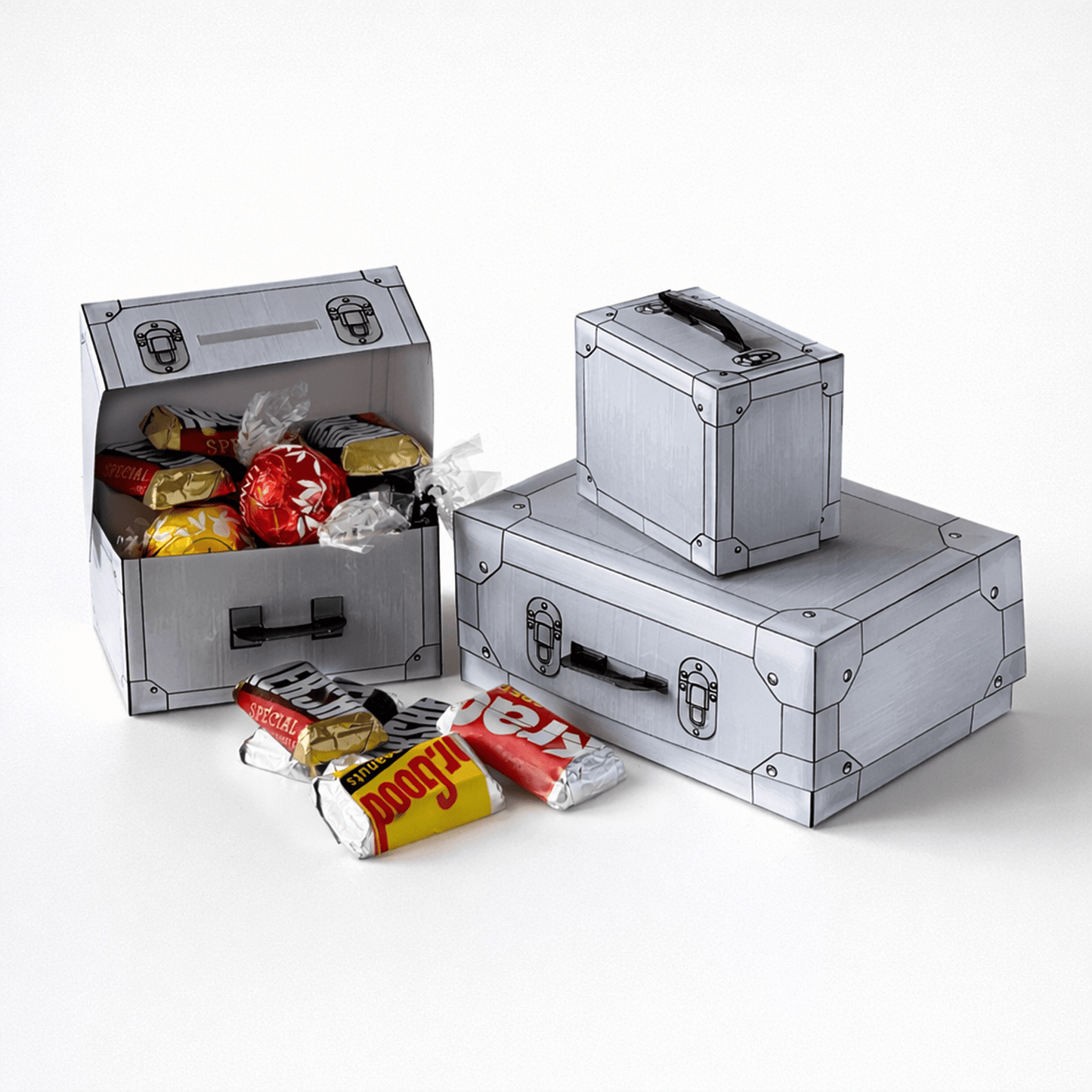 Aluminum Trunk Favor Box Papercraft Template | Secret Case Party Candy Storage (PDF Download)