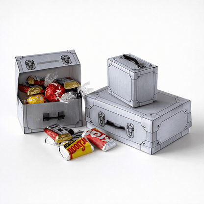 Aluminum Trunk Favor Box Papercraft Template | Secret Case Party Candy Storage (PDF Download)
