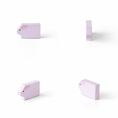Stackable Minimal Farm Animal Papercraft Figures Set with Tuck Box, Instant PDF Download