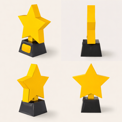 Star Trophy Papercraft Award | DIY 3D Star Model, Custom Message Plate (Digital Download)