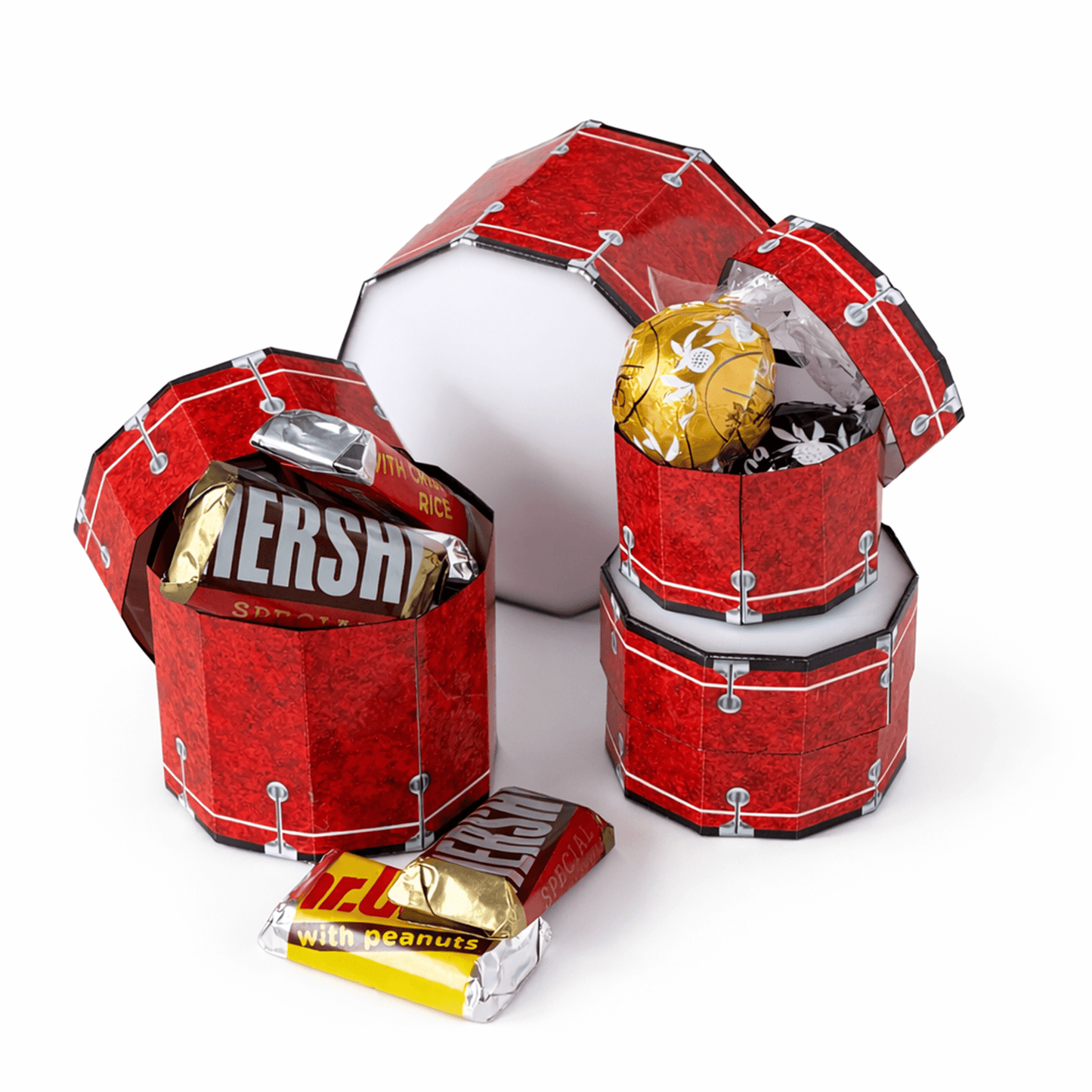 Drum Set Nesting Treat Boxes PDF Download | Printable Papercraft Gift Box Template