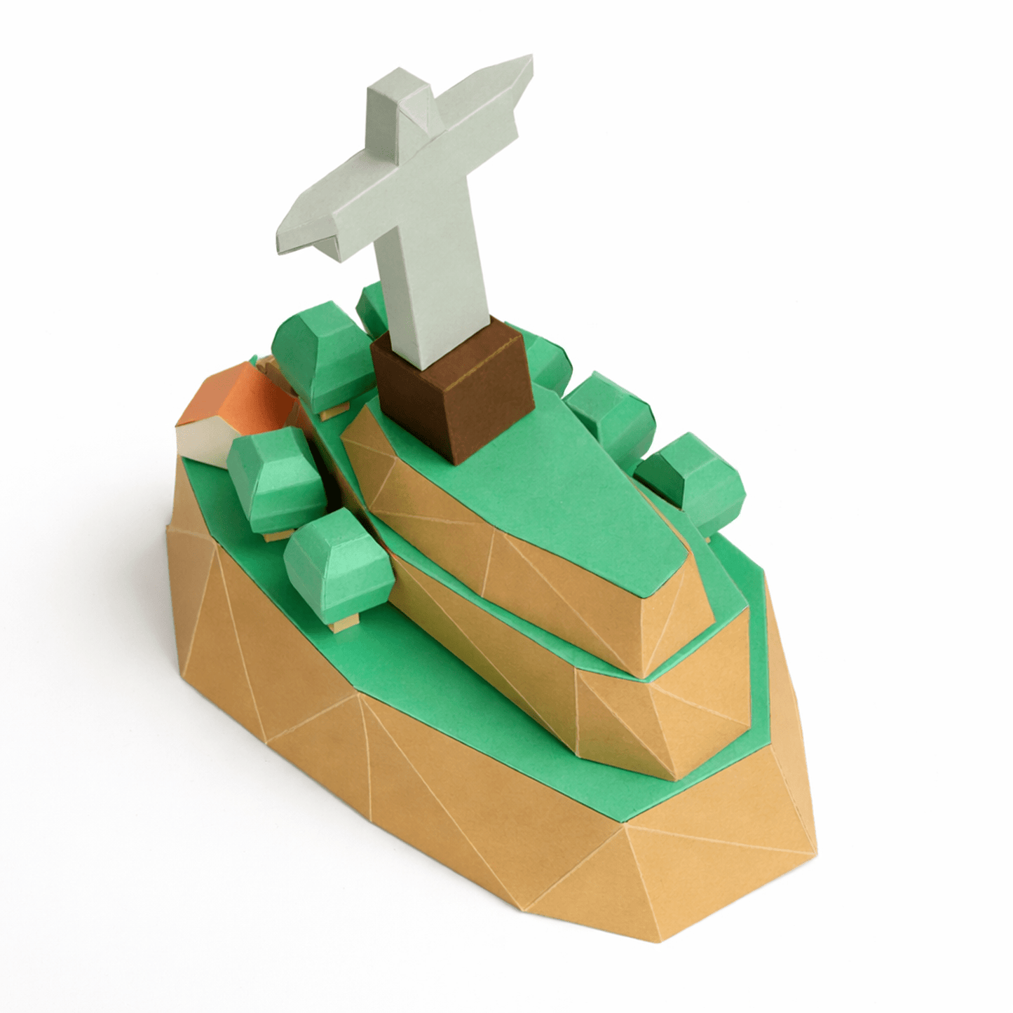 Tiny Christ the Redeemer Papercraft Mountain Diorama Brazil Landmark Miniature | Digital Download PDF Template