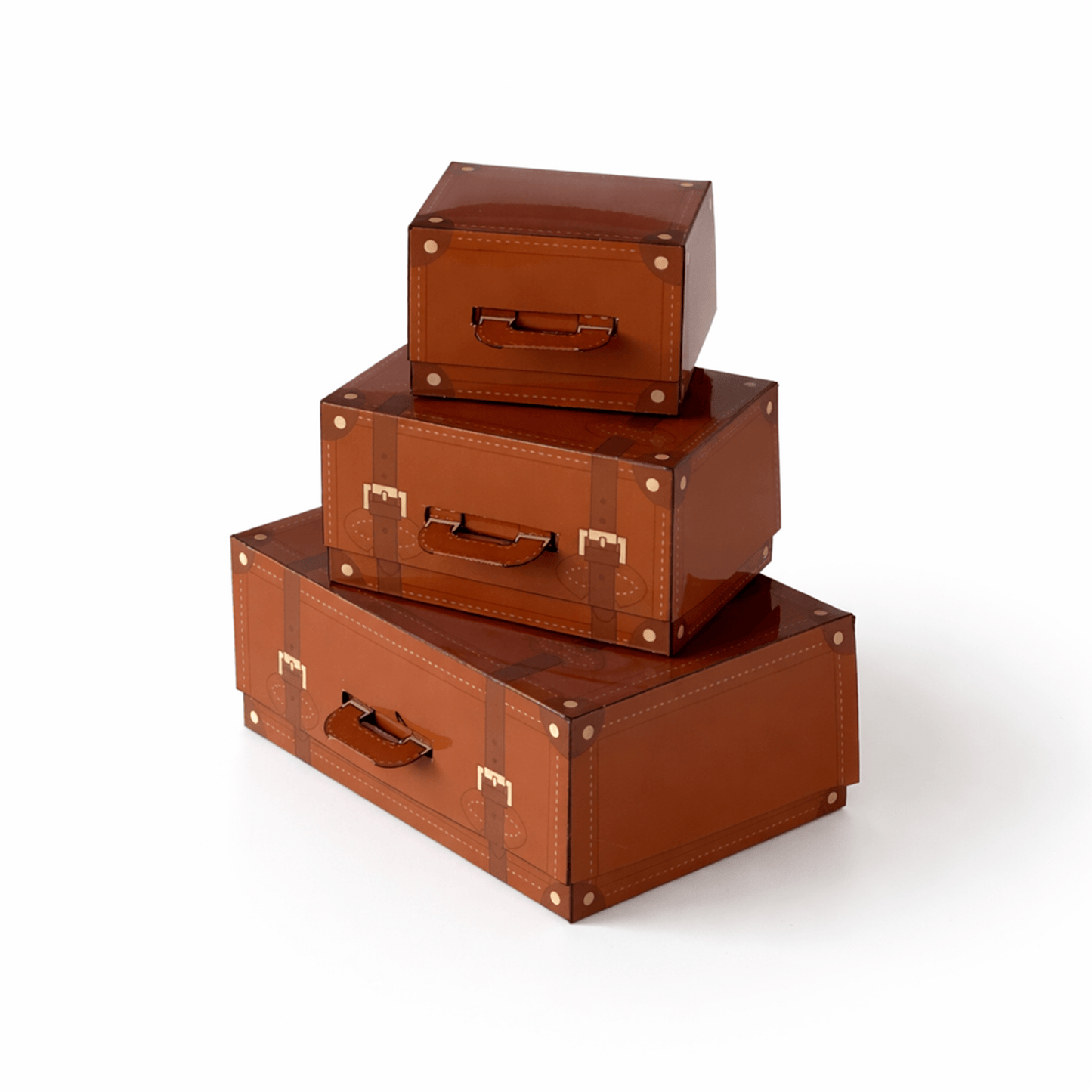 Leather Trunk Papercraft Favor Box Vintage Party Candy Gift | Digital Download PDF Template
