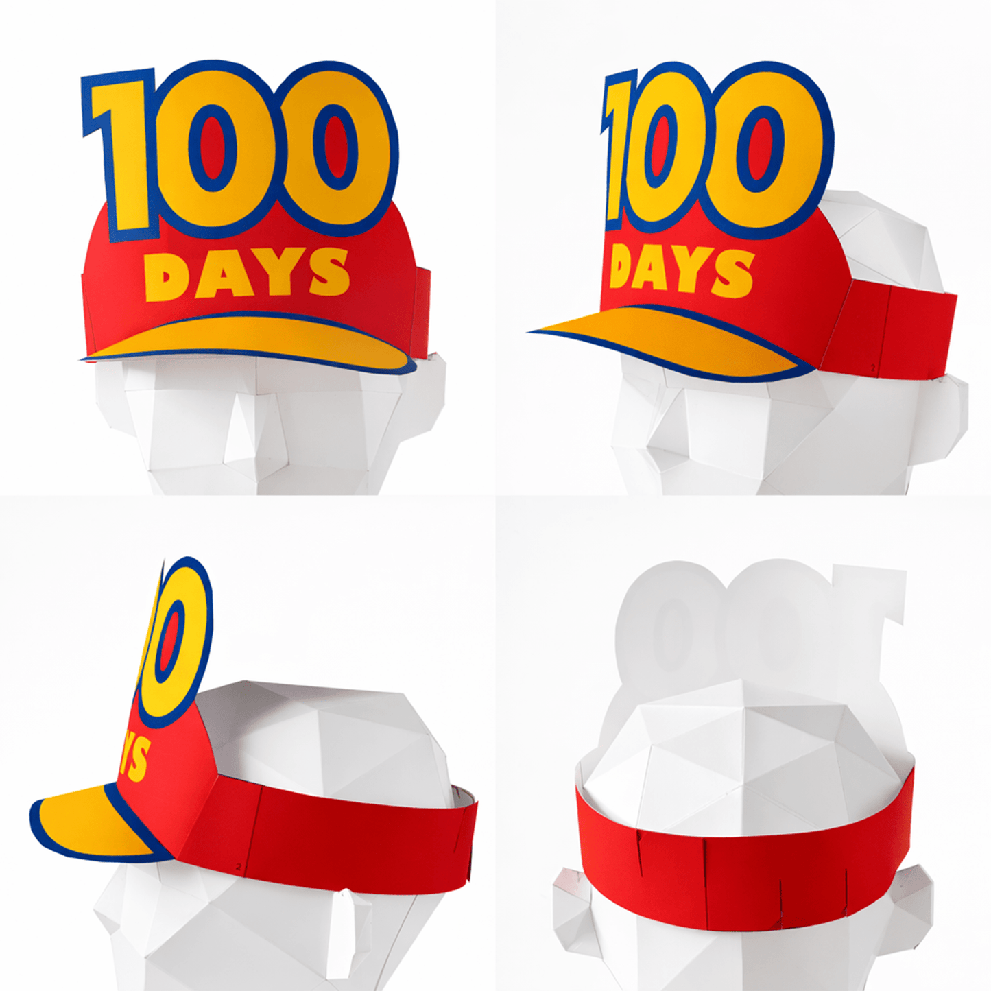 100th Day of School Paper Visor Hat | Printable DIY Adjustable Kids Classroom Craft PDF