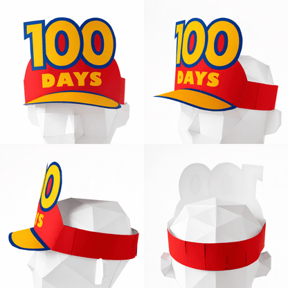 100th Day of School Paper Visor Hat | Printable DIY Adjustable Kids Classroom Craft PDF