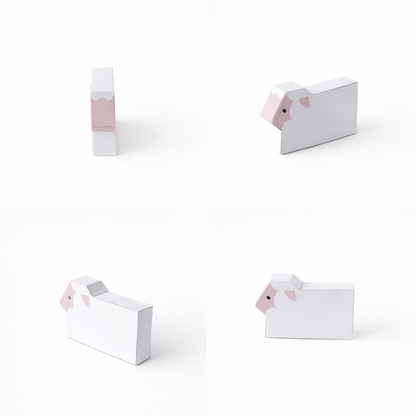 Stackable Minimal Farm Animal Papercraft Figures Set with Tuck Box, Instant PDF Download