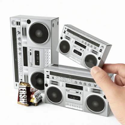 Retro Boombox Favor Box Nesting Set Printable Papercraft Party Candy Boxes | Digital Download PDF