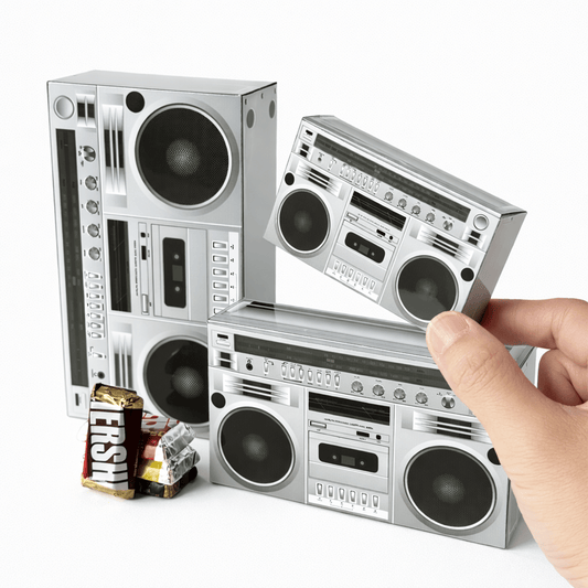 Retro Boombox Favor Box Nesting Set Printable Papercraft Party Candy Boxes | Digital Download PDF