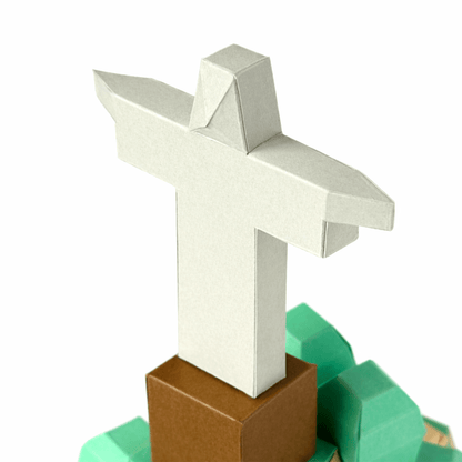 Tiny Christ the Redeemer Papercraft Mountain Diorama Brazil Landmark Miniature | Digital Download PDF Template