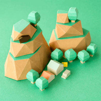 Printable Papercraft Terrain Set: Miniature Diorama, Kids Craft (PDF Pattern
