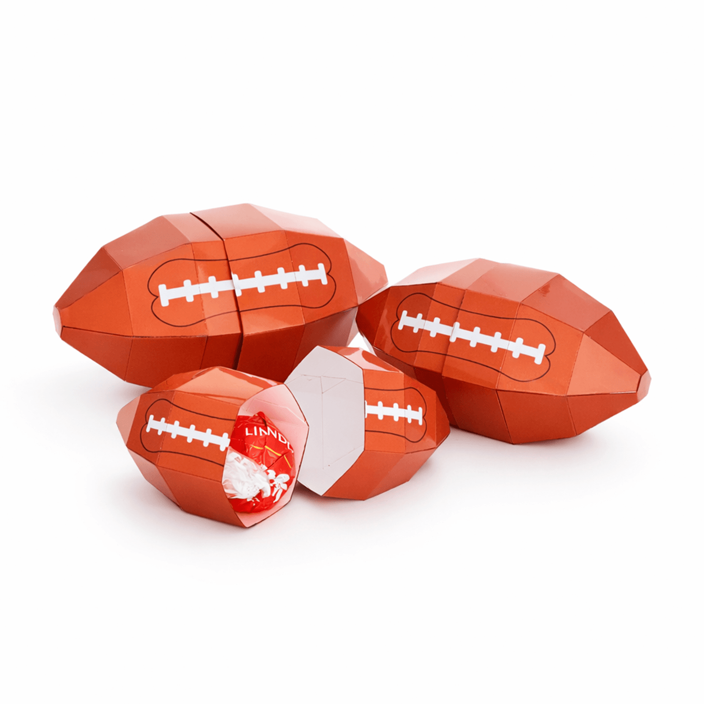 American Football Nesting Favor Boxes PDF Download | 3 Sizes Printable Papercraft Template