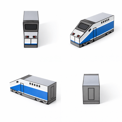 European High-Speed Train Papercraft Set | 5 Nesting Trains Printable PDF for Kids DIY Craft