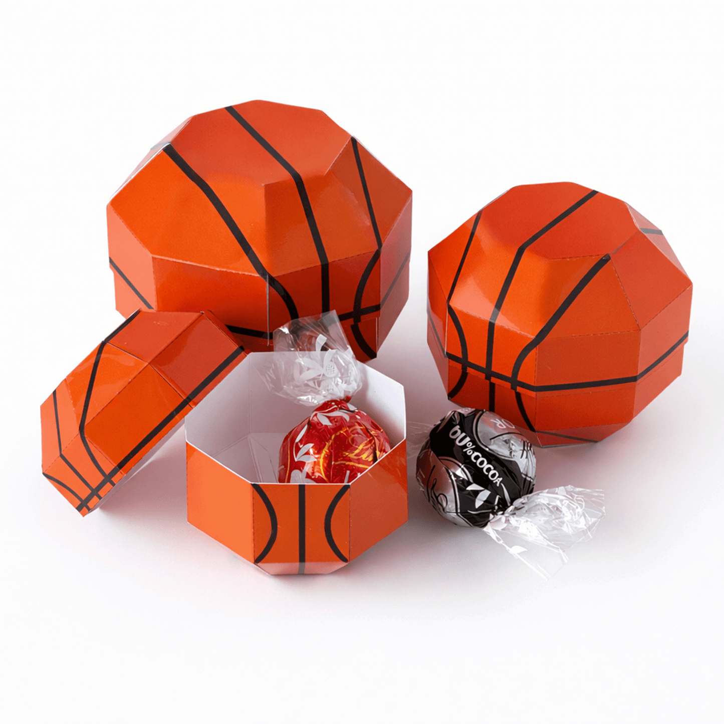 Basketball Treat Boxes Papercraft Template | Four Sizes, Party Favors (Digital Download)