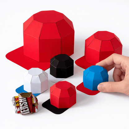 Printable Cap Favor Box Template | 3 Sizes, 4 Colors (Digital Download)