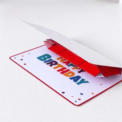Printable Freight Locomotive Pop-Up Birthday Card | DIY 3D Papercraft Template | Train Greeting Card Kids