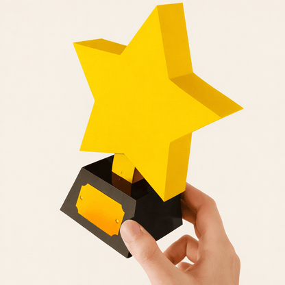 Star Trophy Papercraft Award | DIY 3D Star Model, Custom Message Plate (Digital Download)