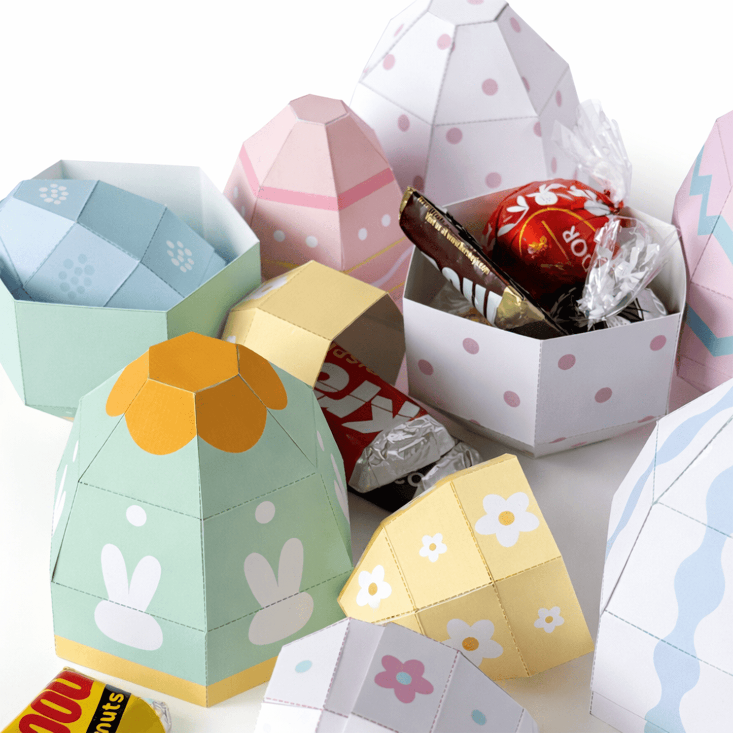 Easter Egg Favor Boxes | Papercraft Candy Treat Templates (Digital Download PDF)
