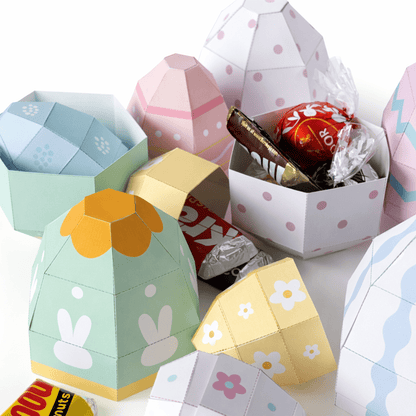 Easter Egg Favor Boxes | Papercraft Candy Treat Templates (Digital Download PDF)