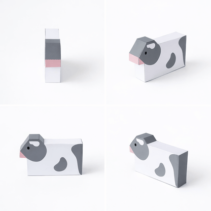 Stackable Minimal Farm Animal Papercraft Figures Set with Tuck Box, Instant PDF Download