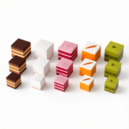 Cube Cake Favor Box Papercraft, Printable PDF Treat Gift Party Template Set | Digital Download