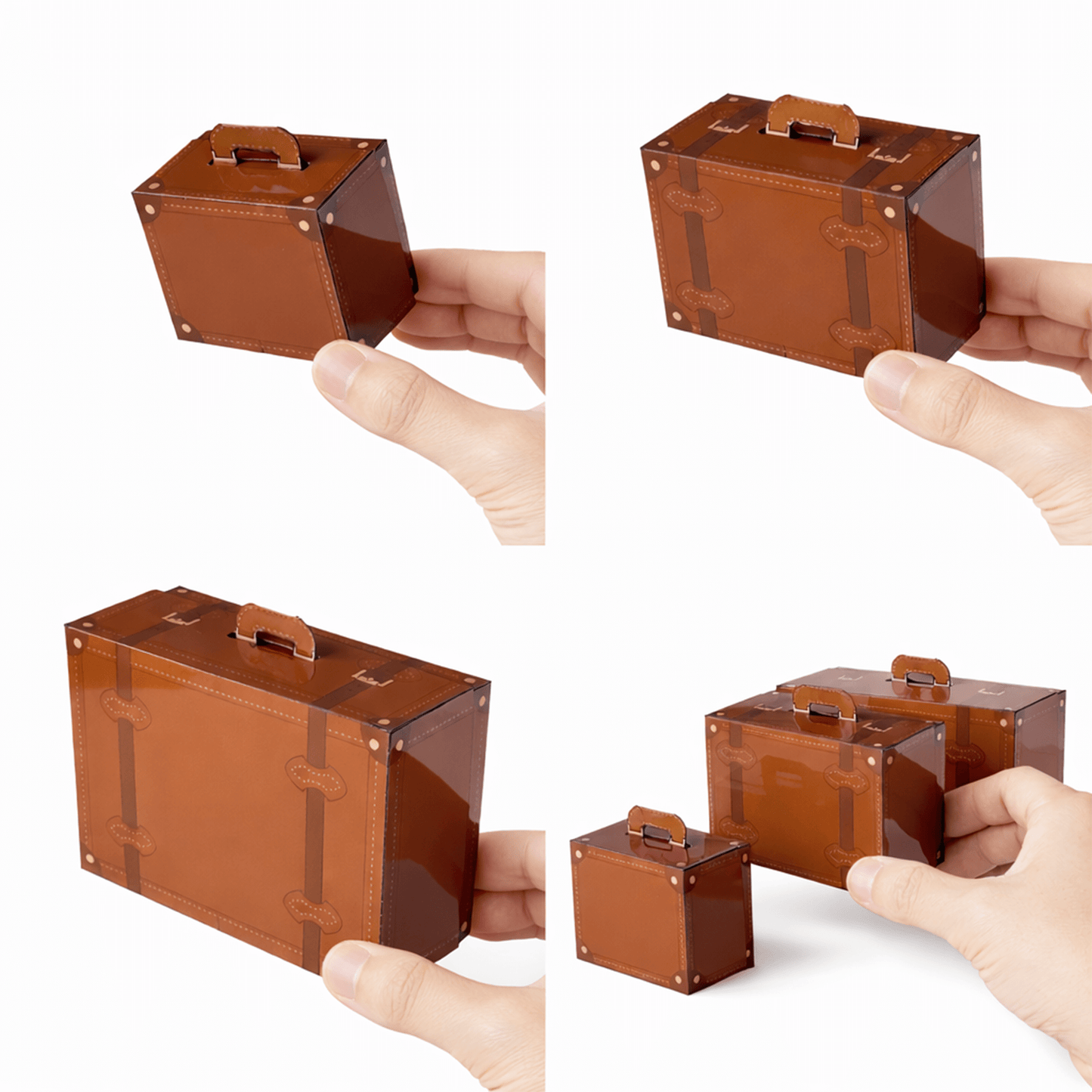 Leather Trunk Papercraft Favor Box Vintage Party Candy Gift | Digital Download PDF Template
