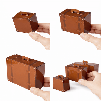 Leather Trunk Papercraft Favor Box Vintage Party Candy Gift | Digital Download PDF Template