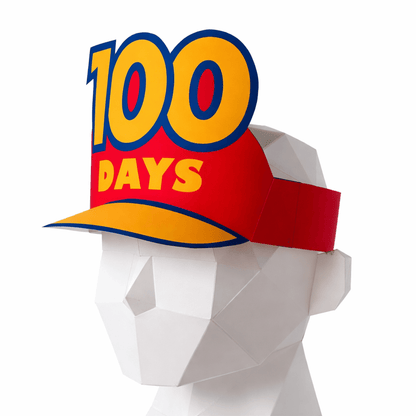 100th Day of School Paper Visor Hat | Printable DIY Adjustable Kids Classroom Craft PDF