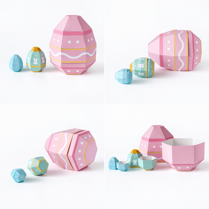 Easter Egg Favor Boxes | Papercraft Candy Treat Templates (Digital Download PDF)