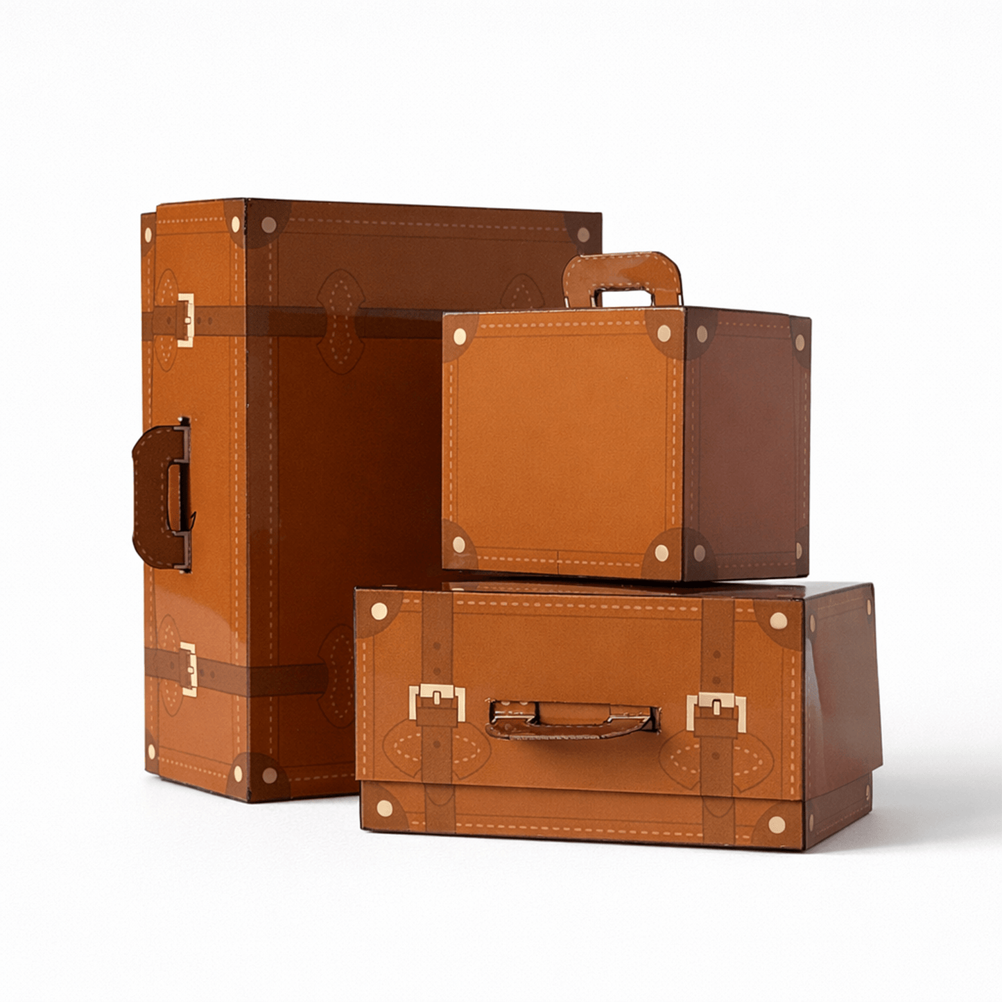 Leather Trunk Papercraft Favor Box Vintage Party Candy Gift | Digital Download PDF Template