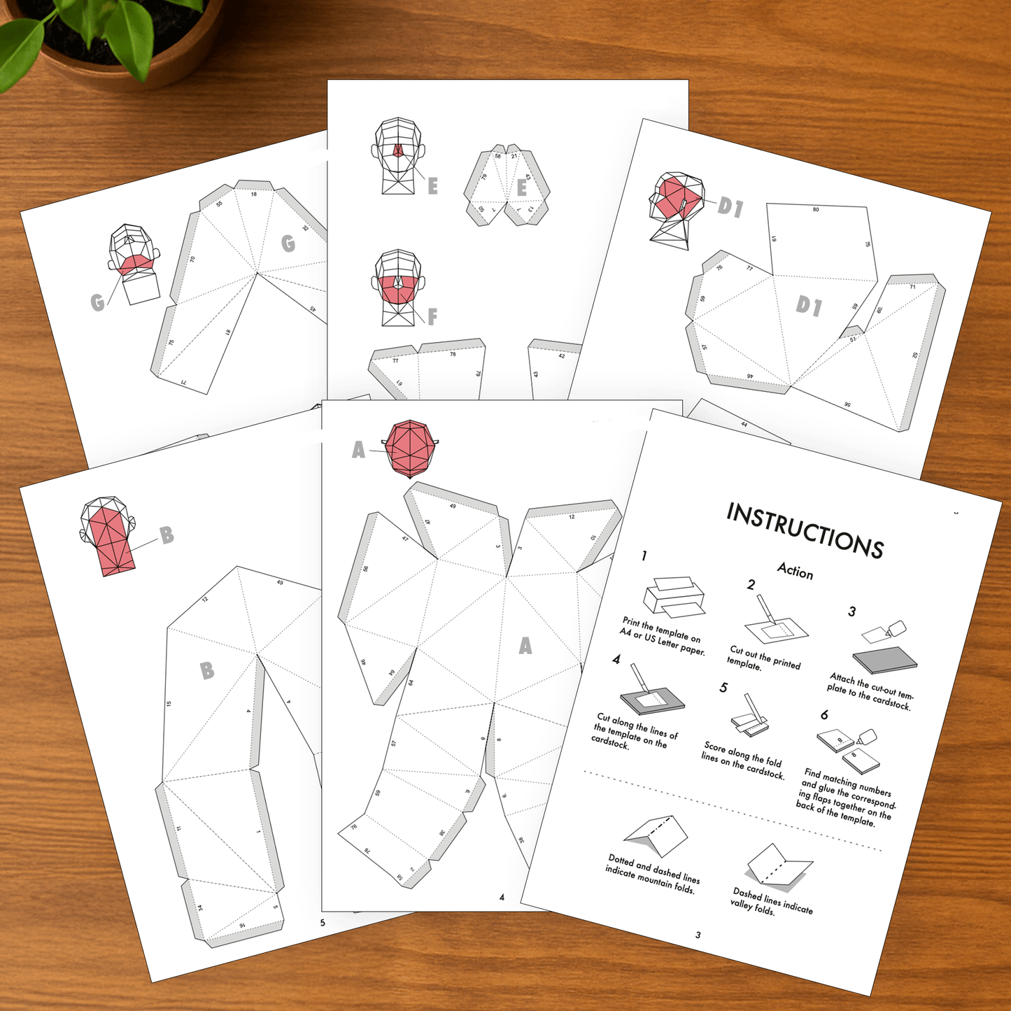 Printable Kids Mannequin Head - Low-Poly Display Stand (PDF Template)
