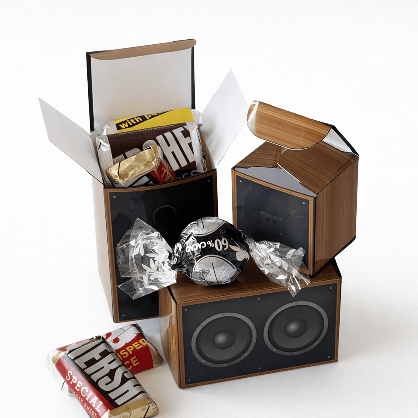 Printable Speaker Treat Box Nesting Set Papercraft Party Favor Audio Gift DIY Template