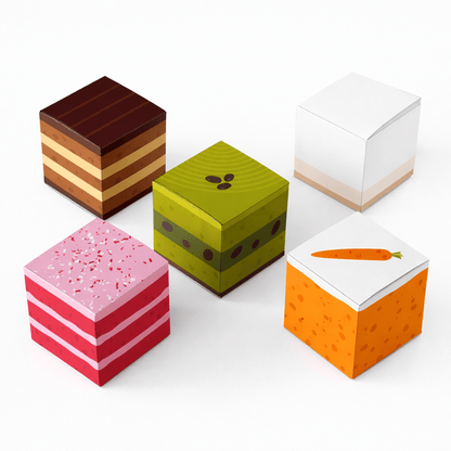 Cube Cake Favor Box Papercraft, Printable PDF Treat Gift Party Template Set | Digital Download