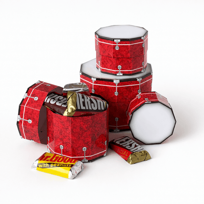 Drum Set Nesting Treat Boxes PDF Download | Printable Papercraft Gift Box Template