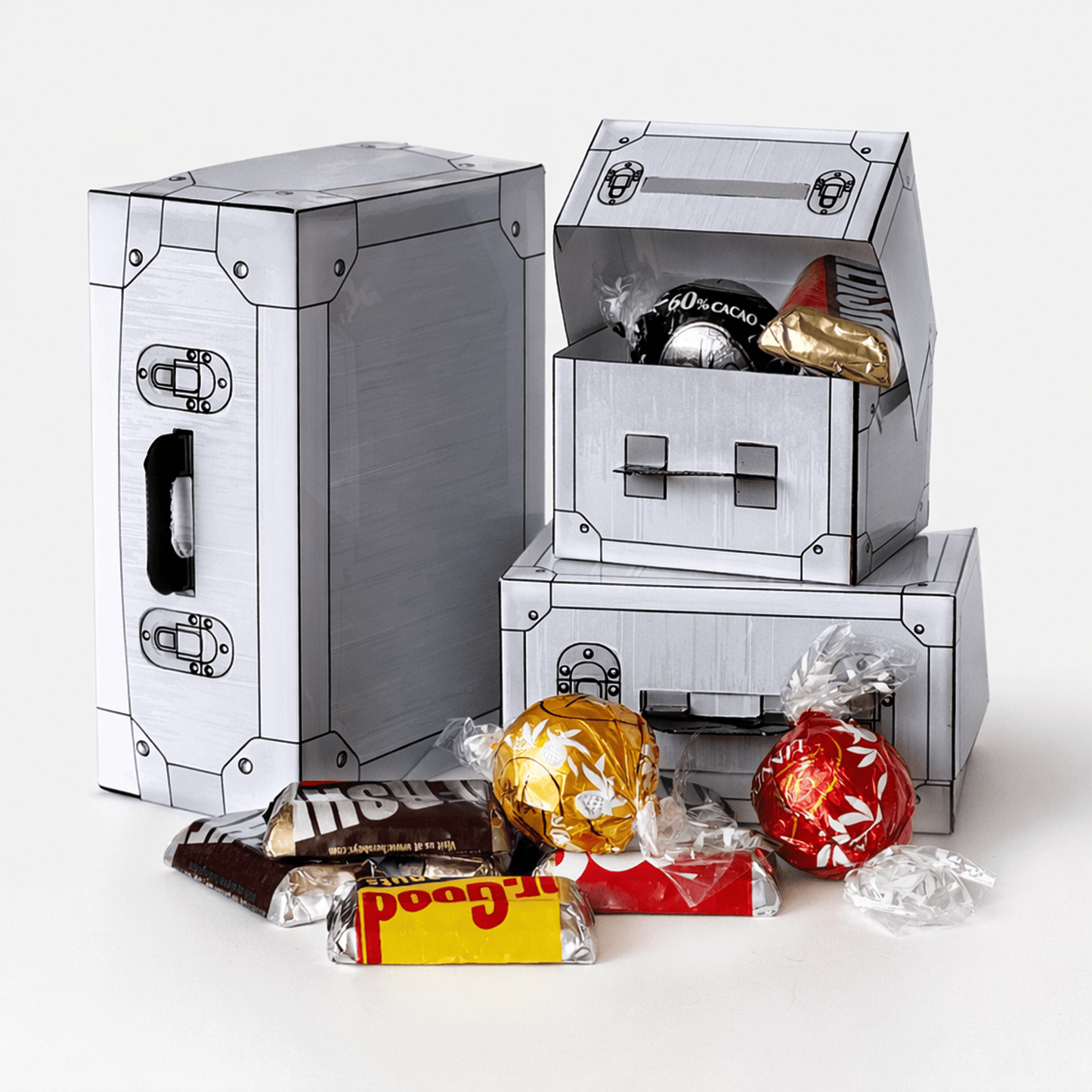 Aluminum Trunk Favor Box Papercraft Template | Secret Case Party Candy Storage (PDF Download)