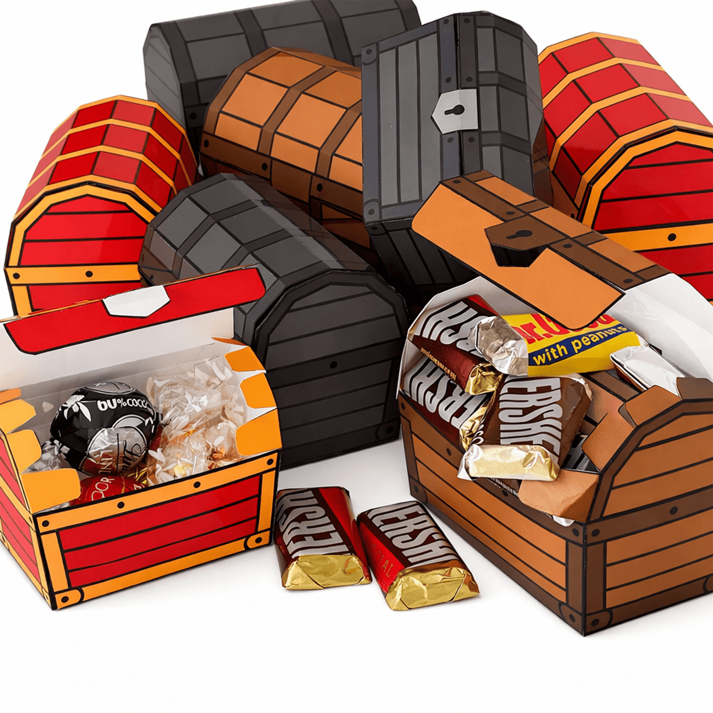 Treasure Chest Treat Box Bundle PDF Download | 12 Printable Papercraft Templates