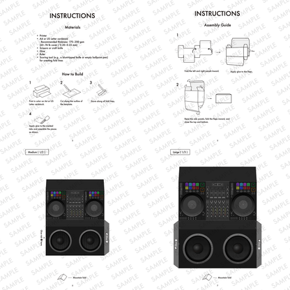 DJ Booth Favor Box Papercraft Template Party Candy Storage Nesting Set | Digital Download PDF